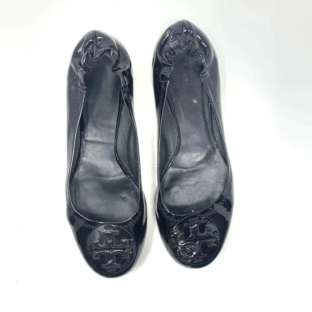 Tory Burch‎ Reva Classic Patent Leather Ballet Flats Black Size US 7.5